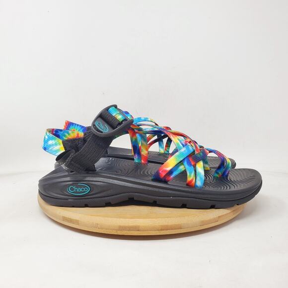 Chaco ZVOLV X2 Sandals Womens 7 Tie Dye Double Strap Toe Loop Hiking Water Shoes - Picture 2 of 12